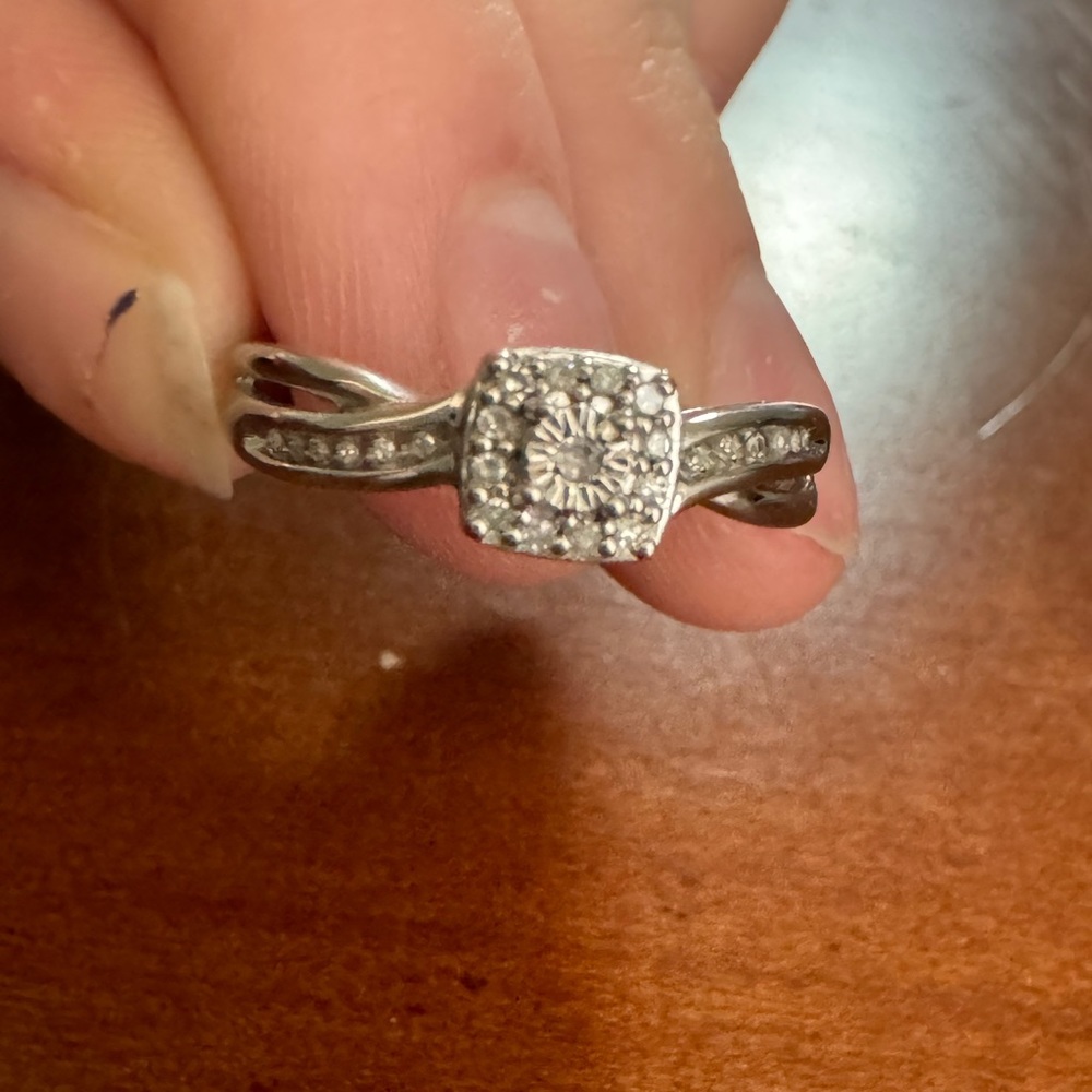 Sterling silver diamond ring